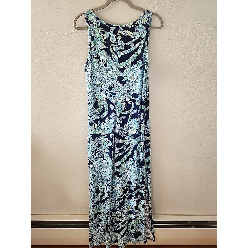Lilly Pulitzer Maxi Dress Resort White Bluu Tropical Hawaiian Aloha Size M - Picture 5 of 5